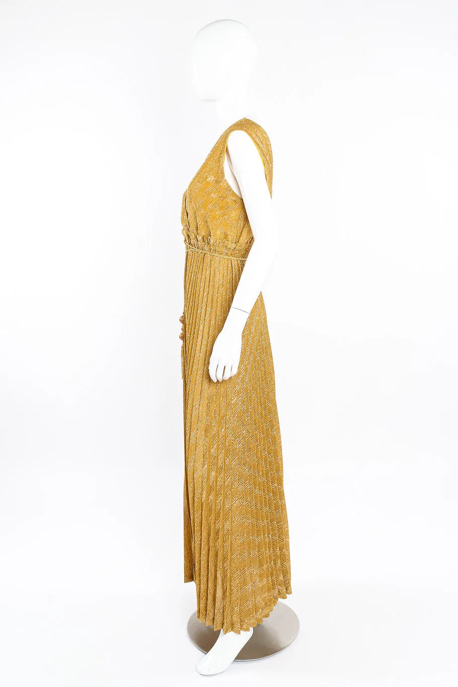Metallic Pleated Maxi Dress
