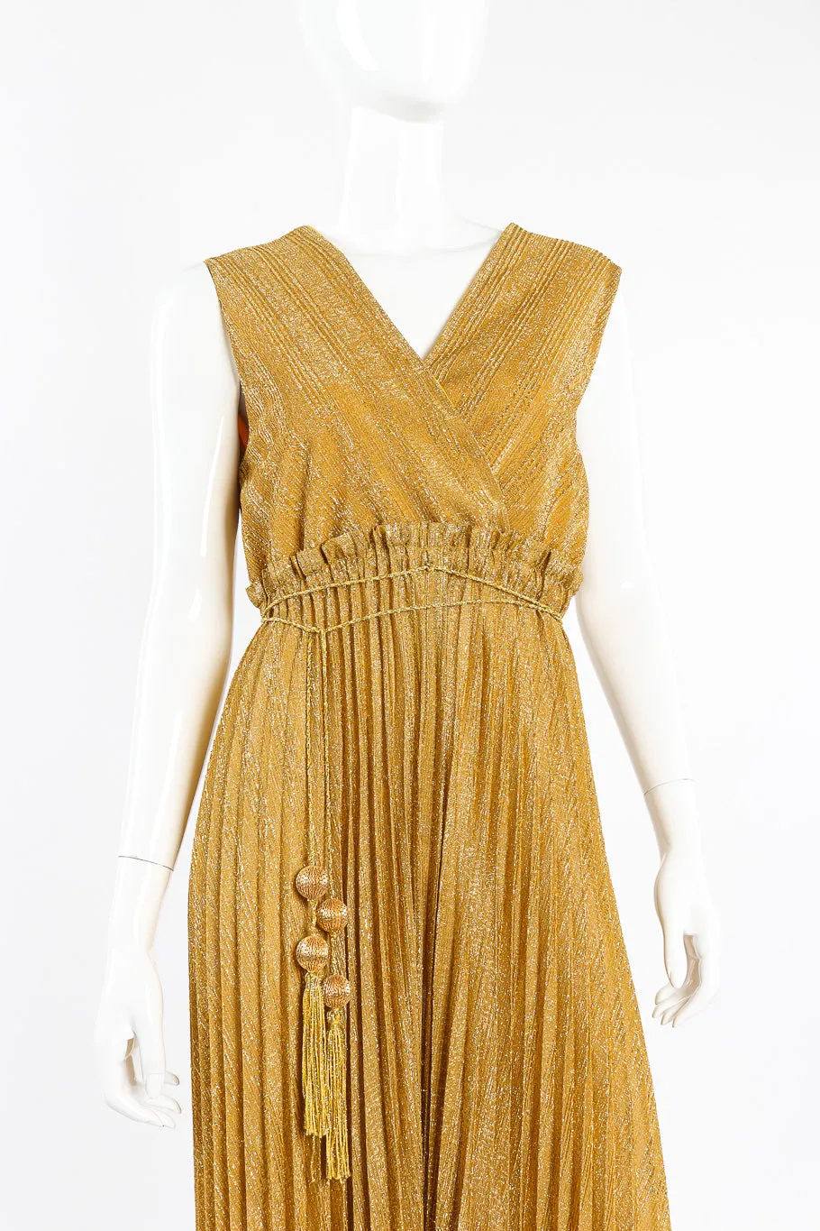 Metallic Pleated Maxi Dress
