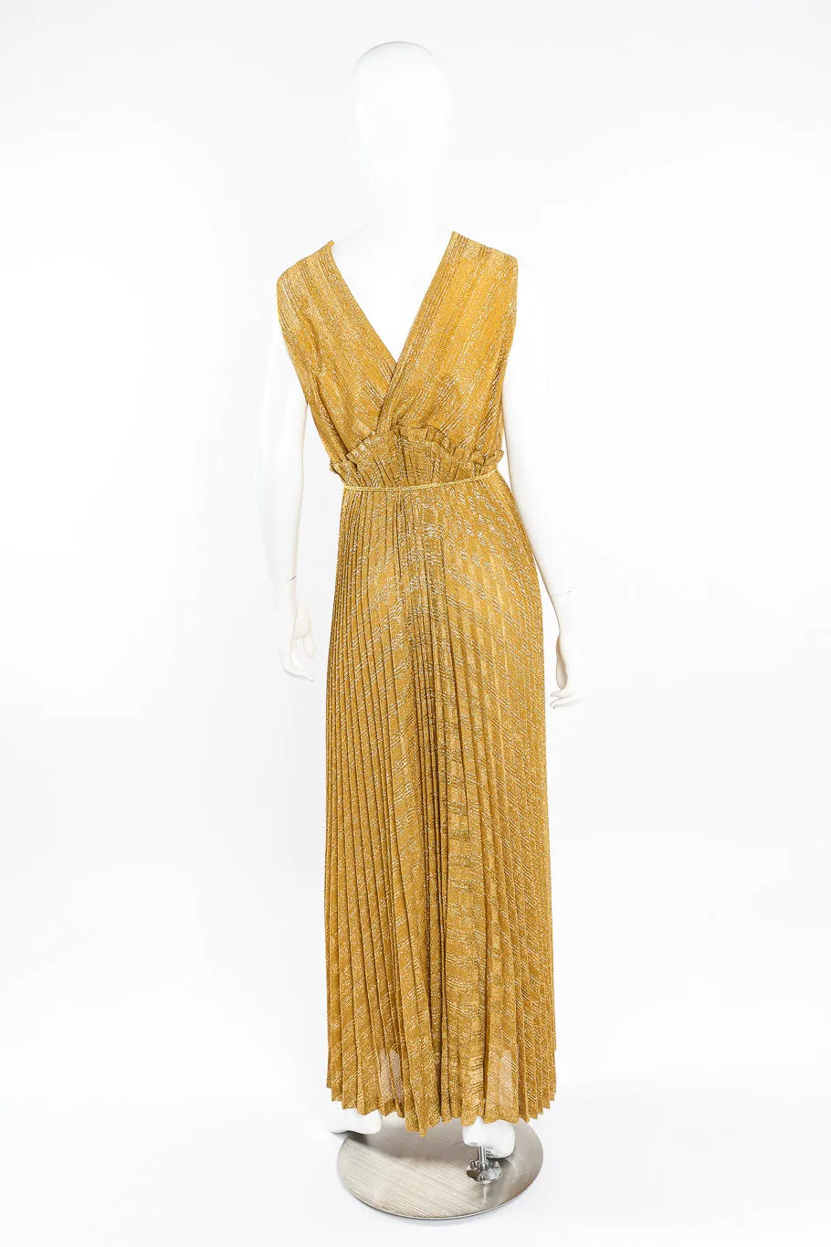 Metallic Pleated Maxi Dress