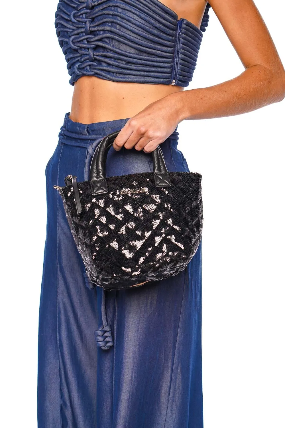 Micro Metro Black Sequin Deluxe Tote