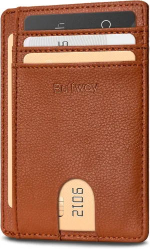 Minimalist Front Pocket Leather Wallets, RFID Blocking Slim Card Holder