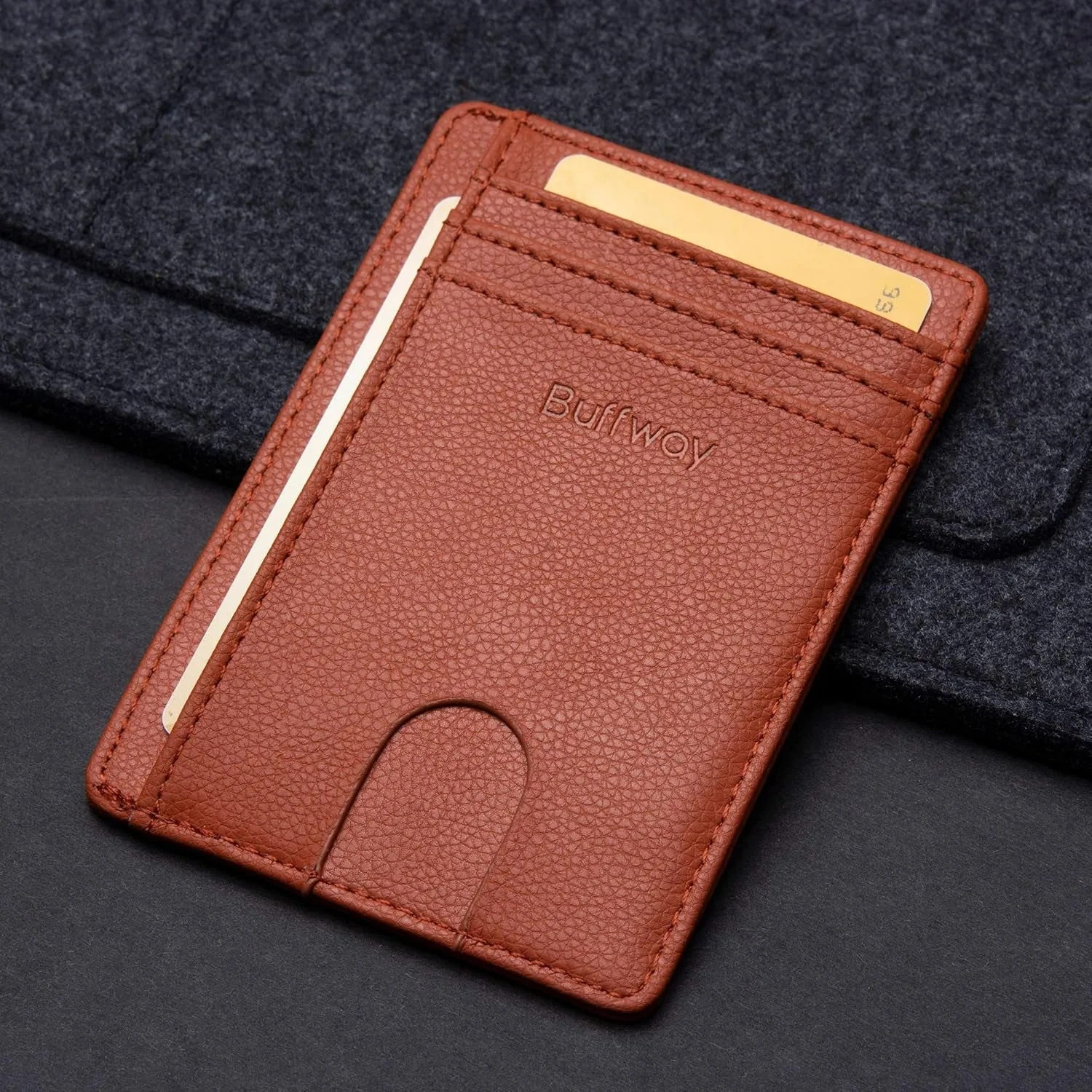 Minimalist Front Pocket Leather Wallets, RFID Blocking Slim Card Holder