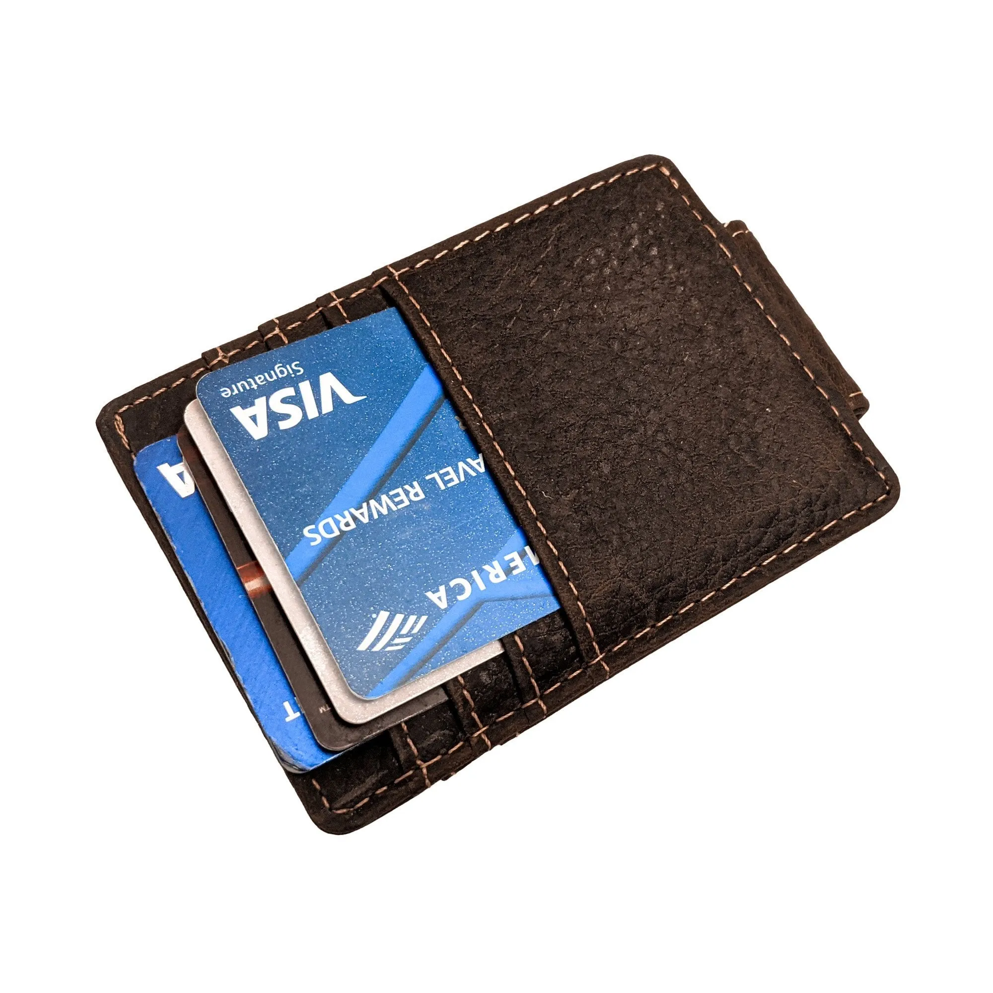 Money Clip Genuine Leather - Dark Brown