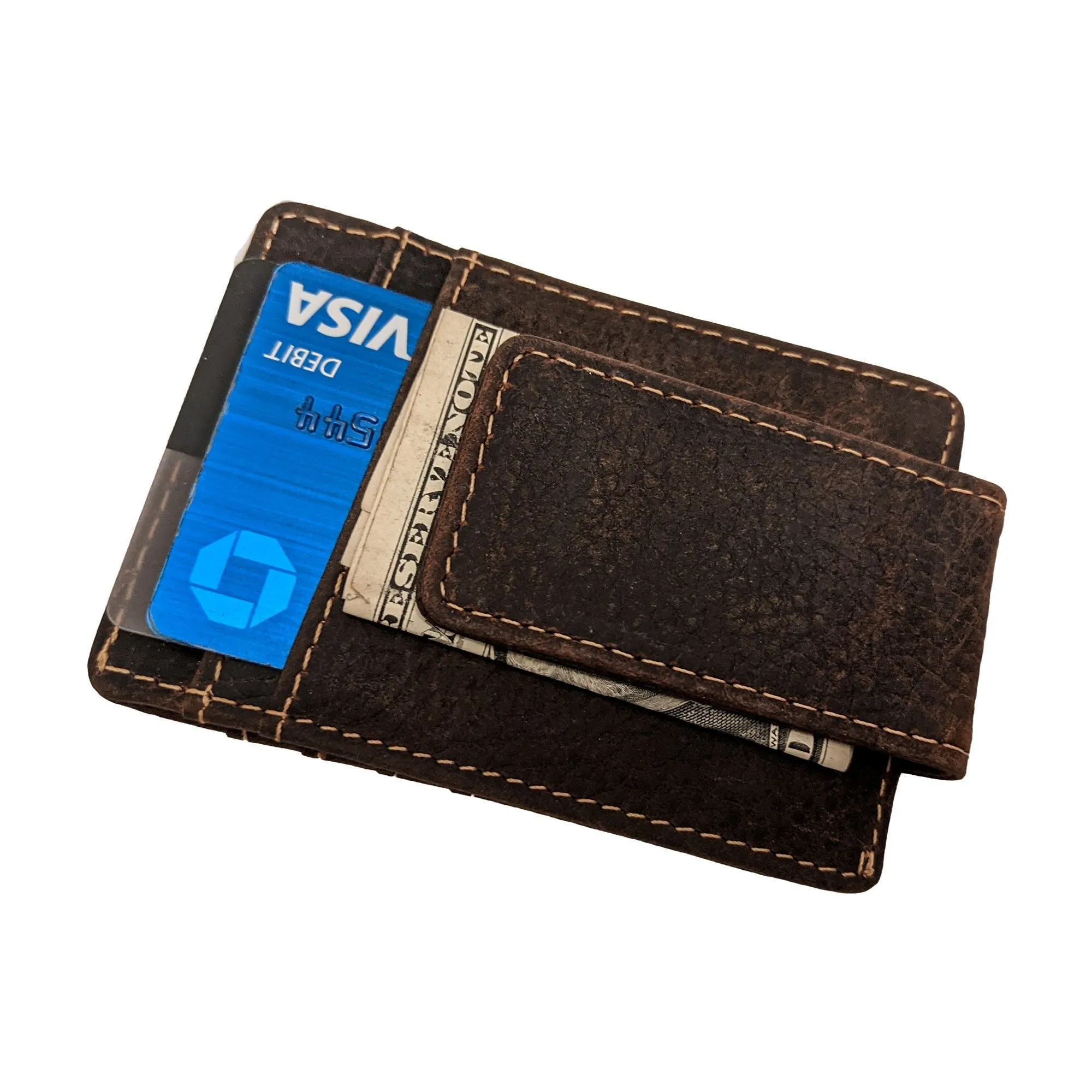Money Clip Genuine Leather - Dark Brown
