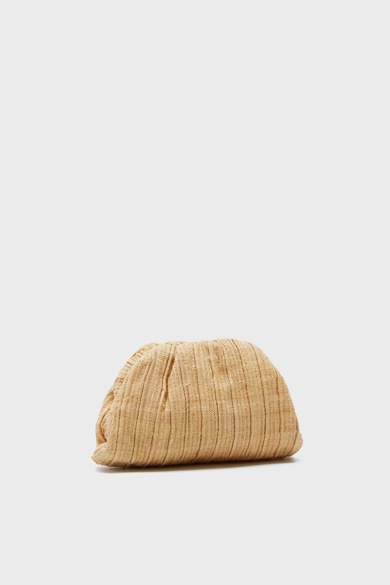 Natural Raffia Bailey Pleated Clutch