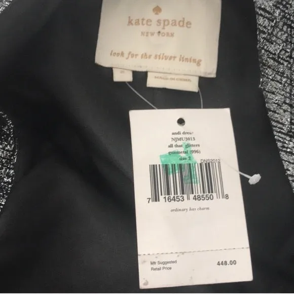 NWT Kate Spade 'Andi' Metallic Peplum Dress