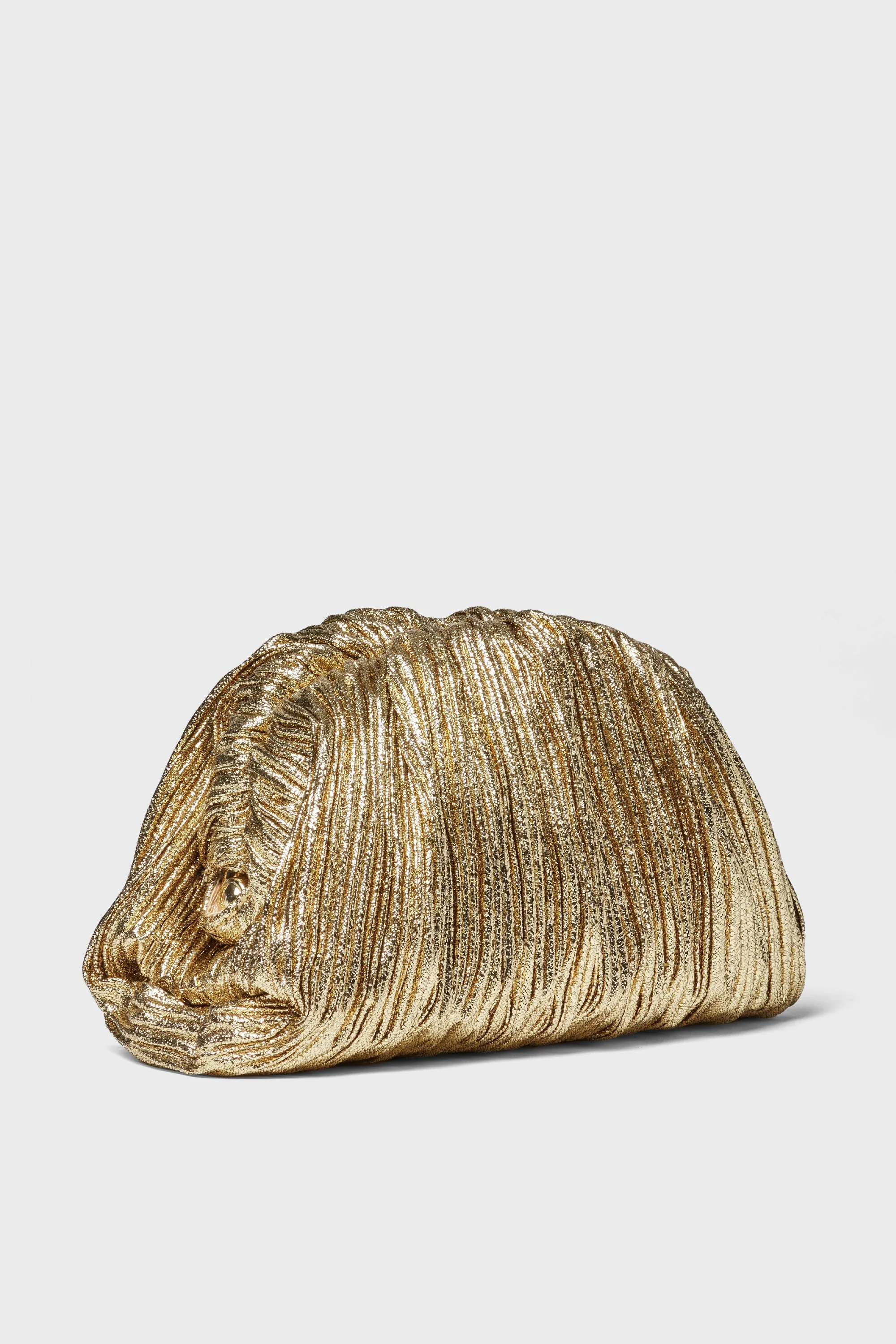 Oro Lame Bailey Pleated Clutch