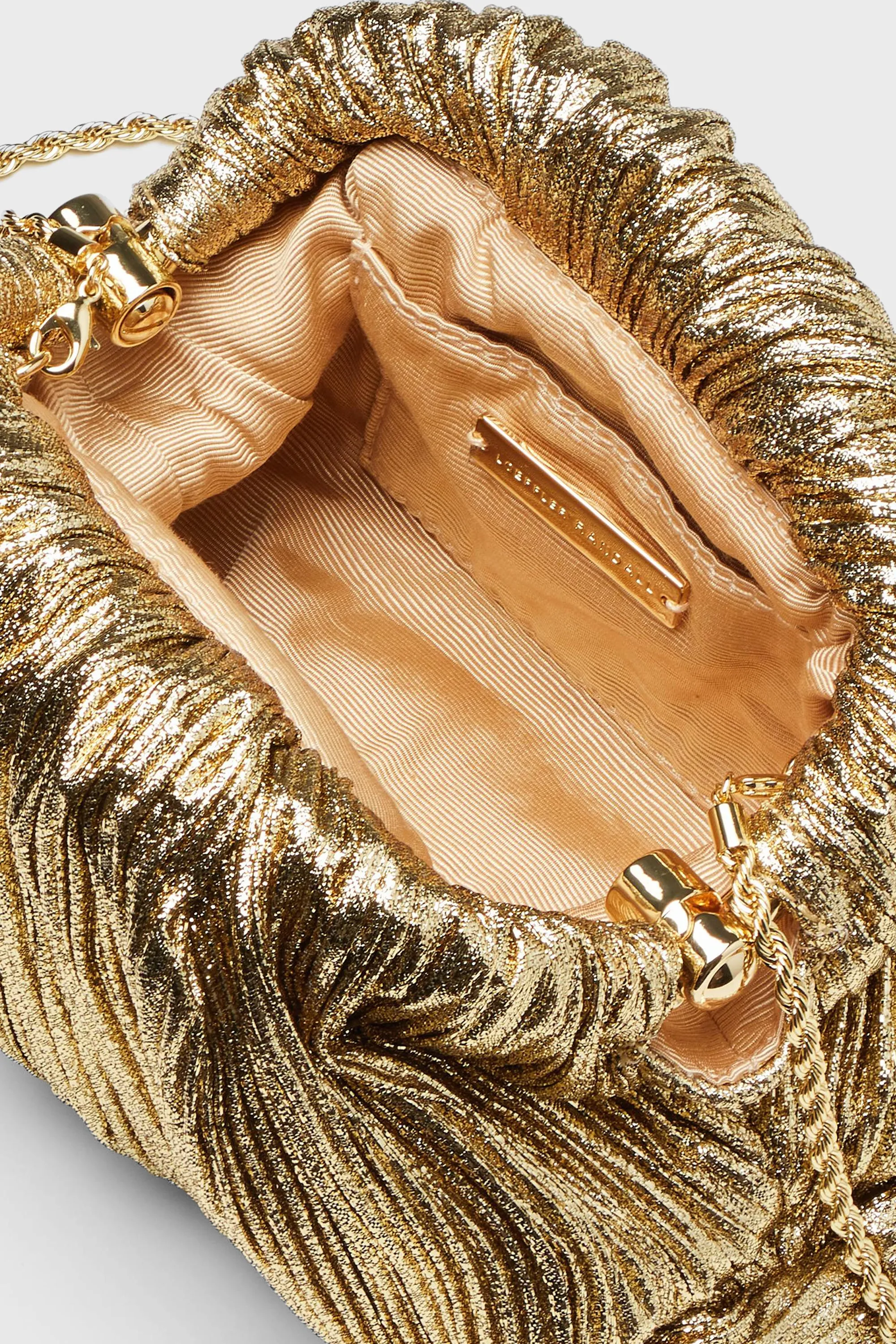 Oro Lame Bailey Pleated Clutch