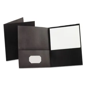 Oxford Twin-Pocket Folder, Embossed Leather Grain Paper, 0.5" Capacity, 11 X 8.5, Black, 25/box