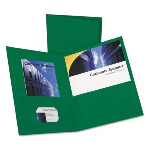 Oxford Twin-Pocket Folder, Embossed Leather Grain Paper, 0.5" Capacity, 11 X 8.5, Hunter Green, 25/box