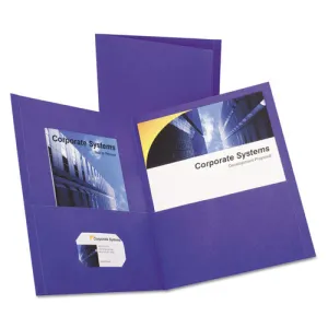 Oxford Twin-Pocket Folder, Embossed Leather Grain Paper, 0.5" Capacity, 11 X 8.5, Purple, 25/box