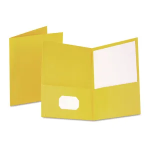 Oxford Twin-Pocket Folder, Embossed Leather Grain Paper, 0.5" Capacity, 11 X 8.5, Yellow, 25/box