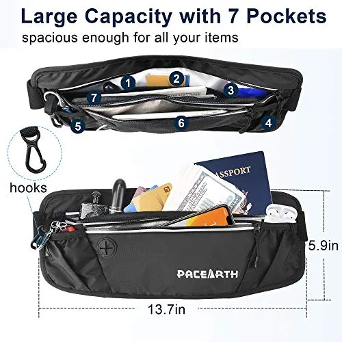 PACEARTH Fanny Pack Waist Bag with RFID Block - Theft Protection Water Resistant Hip Bum Bag with Adjustable Strap Earphone Hole for Men Women Outdoors Workout Traveling Jogging Running Hiking Cycling
