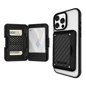 Pelican Magnetic Wallet for iPhone, RFID Blocking Heavy Duty MIL-STD Snap-on MagSafe Wallet - Black