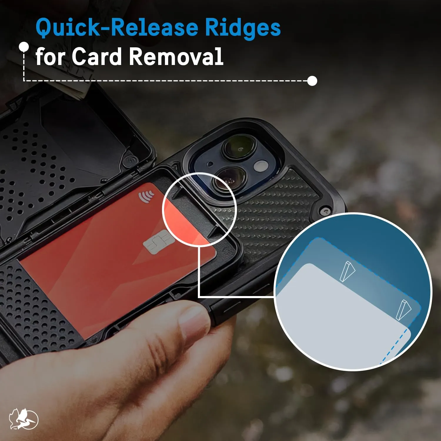 Pelican Magnetic Wallet for iPhone, RFID Blocking Heavy Duty MIL-STD Snap-on MagSafe Wallet - Black