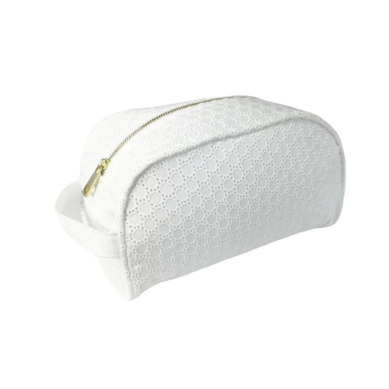 Personalized Eyelet White Traveler Pouch