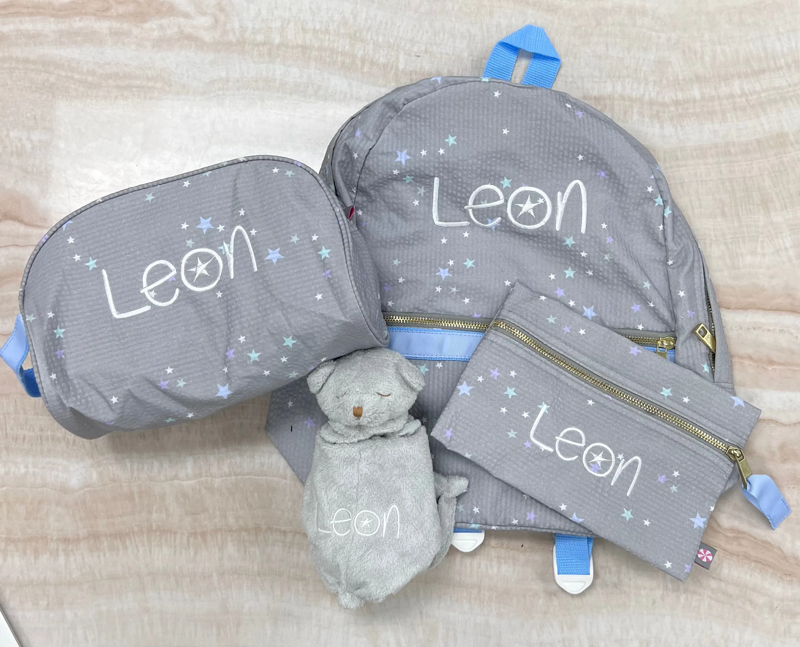 Personalized Seersucker Little Stars Large Backpack