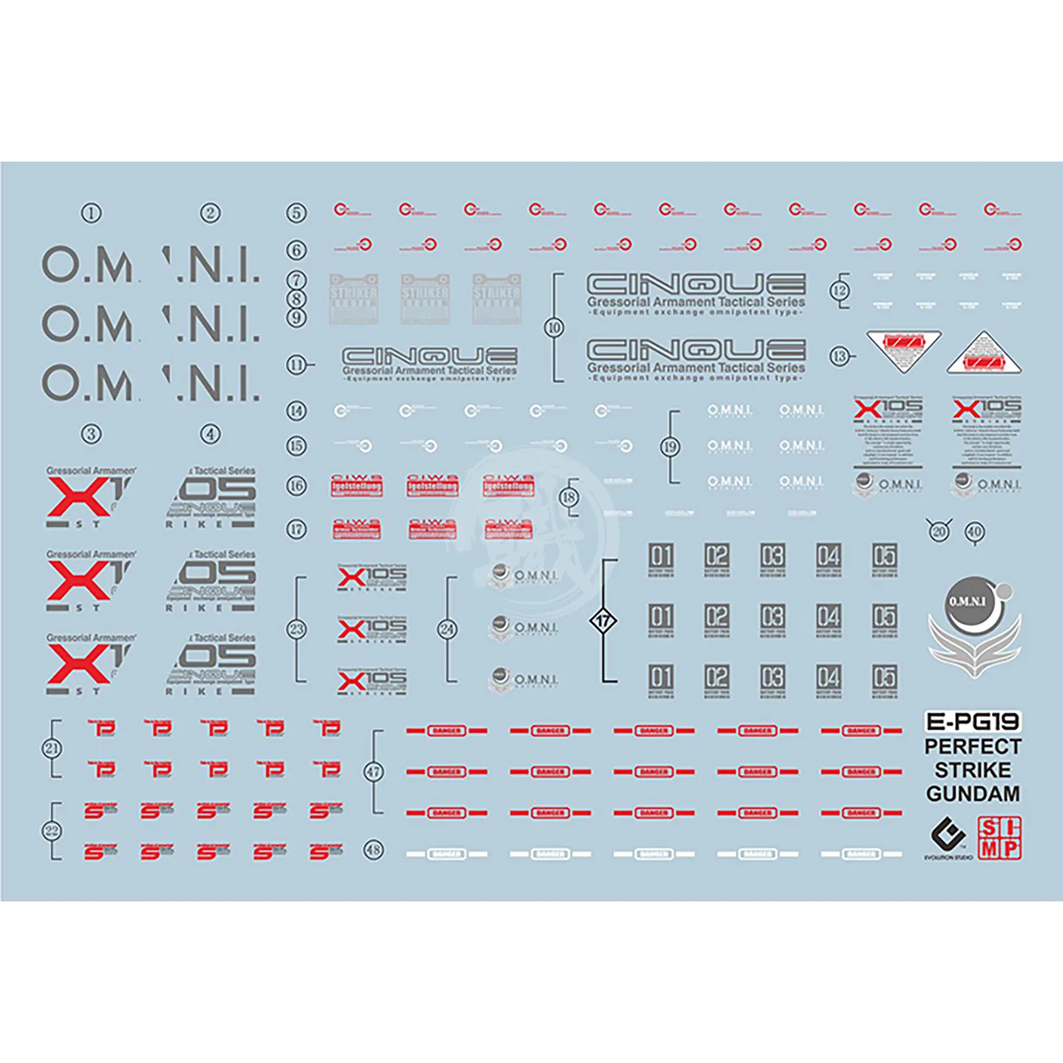 PG Perfect Strike Gundam Waterslide Decals [UV]
