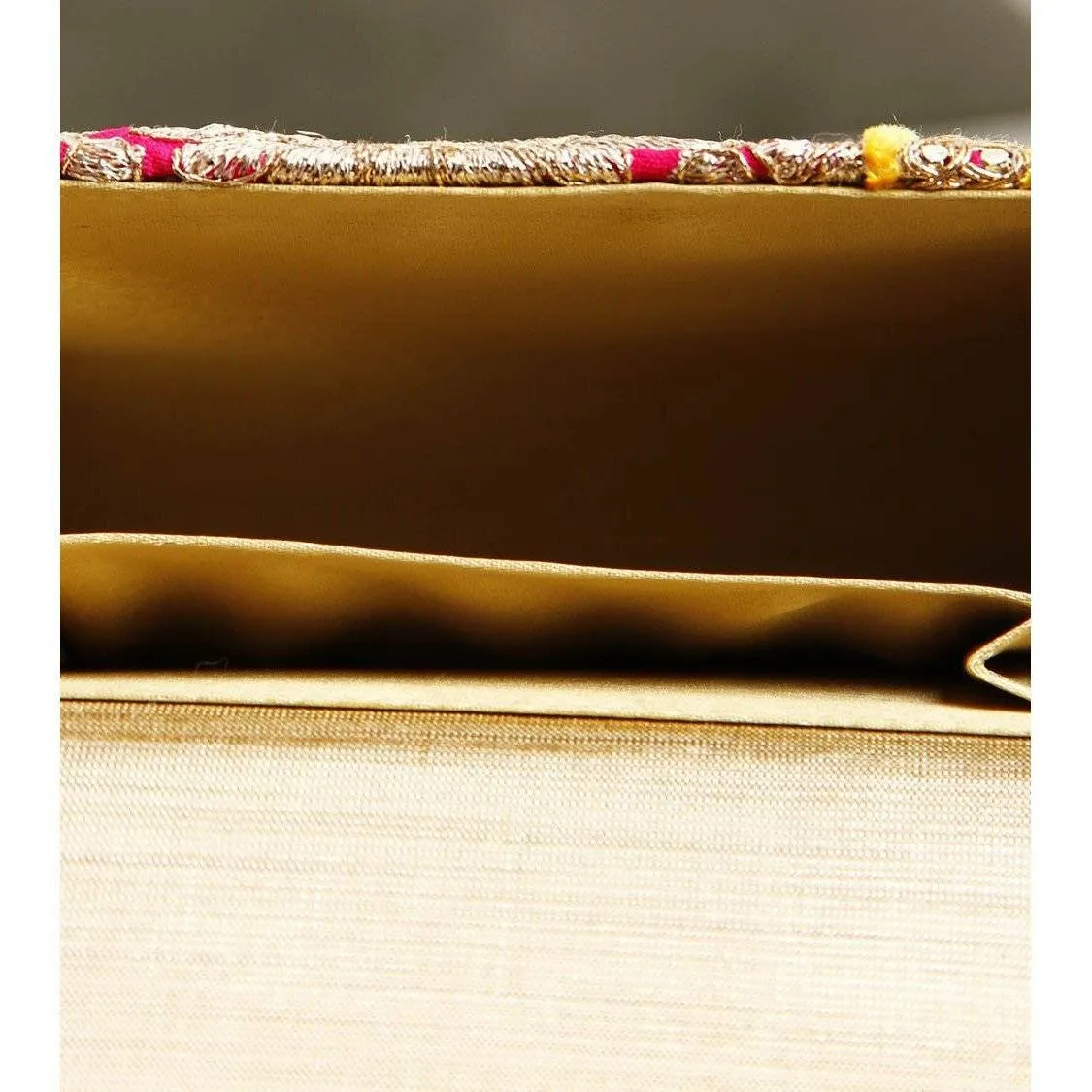 Pink & Yellow Zari & Sequin Clutch