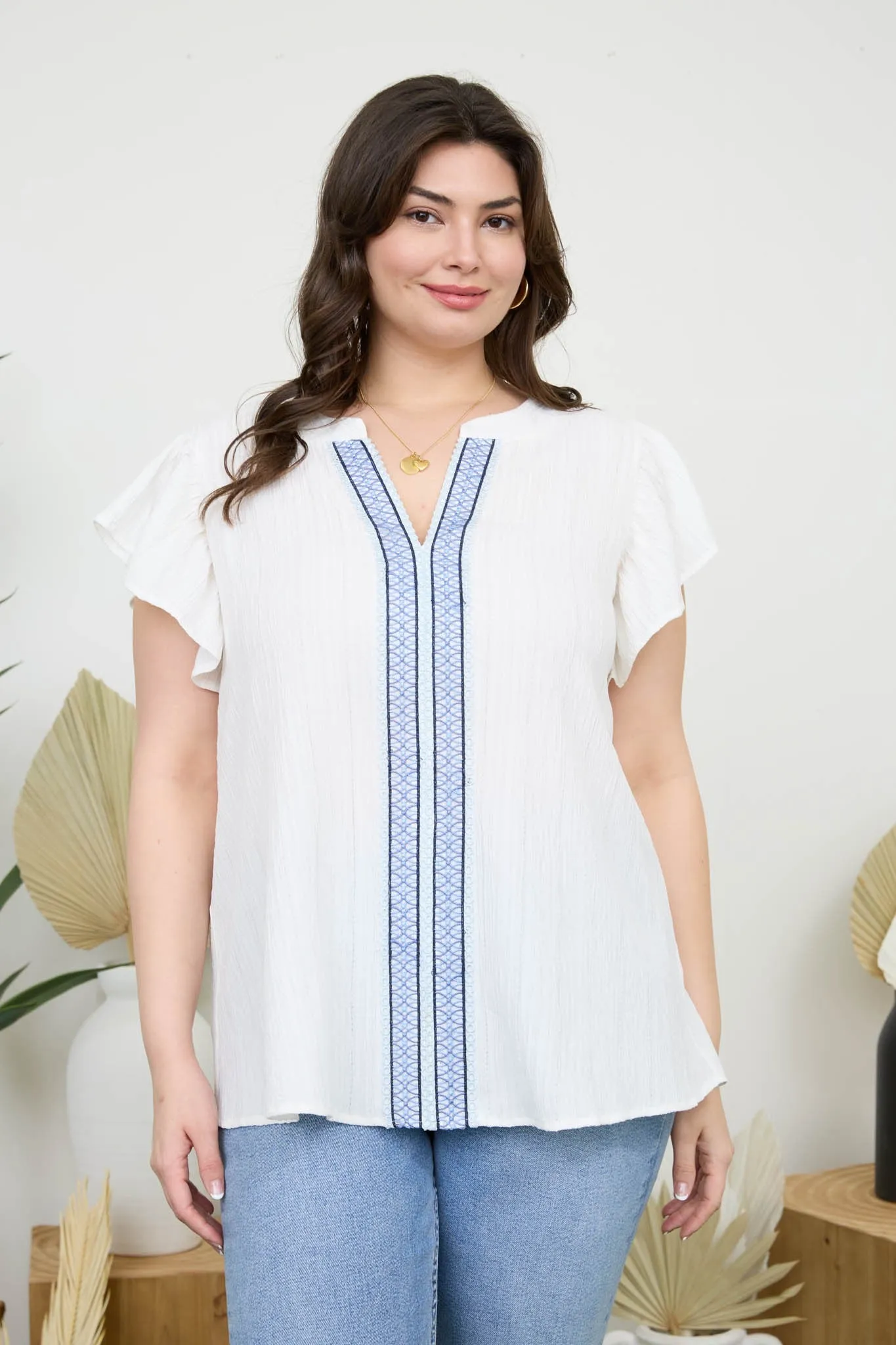 PLUS MULTICOLOR LINE LACE TRIM CRINKLE B