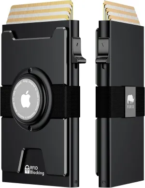 Pop Up Wallet for Men with Apple AirTag Compartment - Black