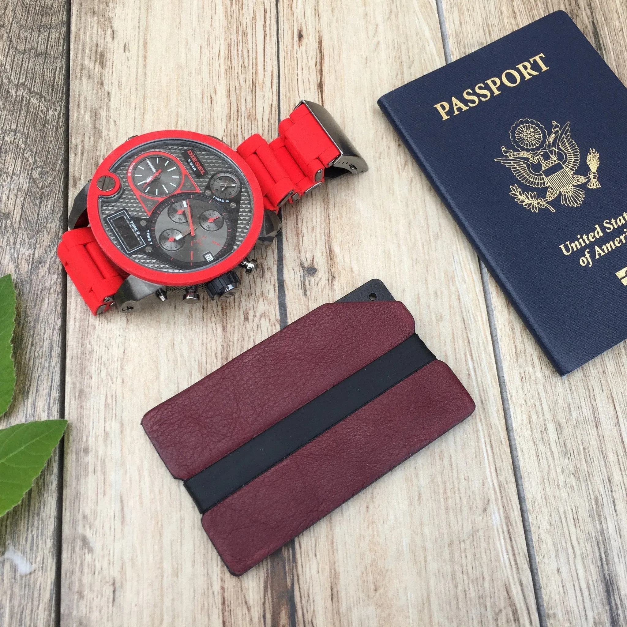 Red Leather Aluminum Metal Wallet