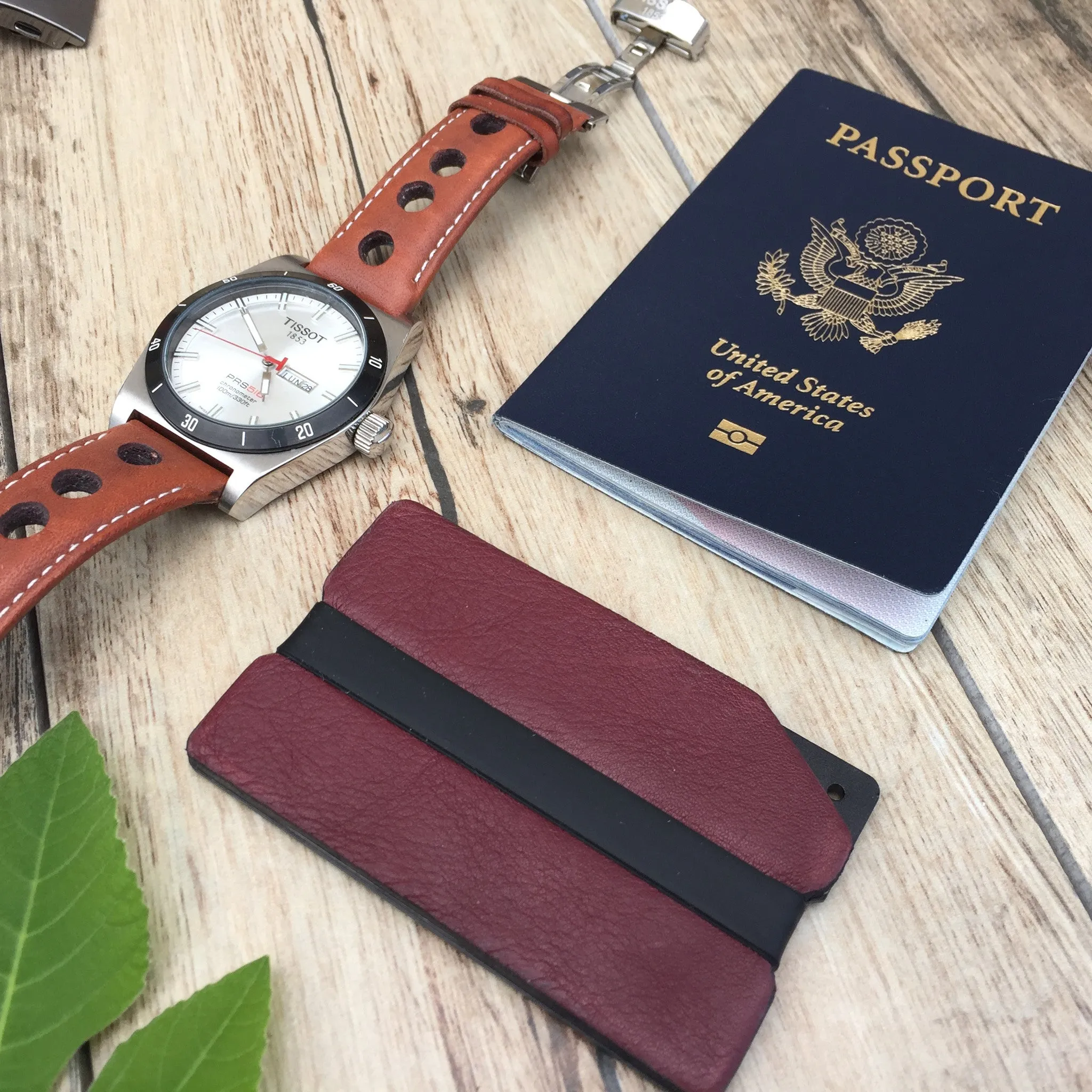 Red Leather Aluminum Metal Wallet