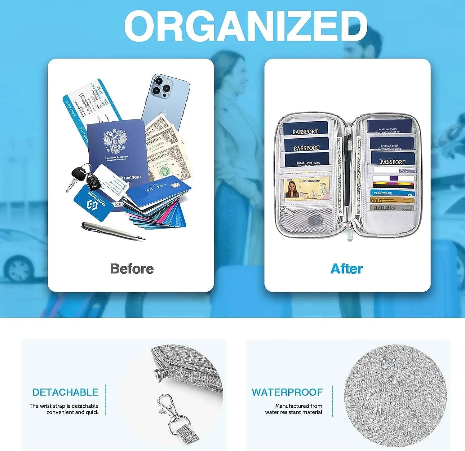 Rfid Blocking Waterproof Passport Wallet for Family