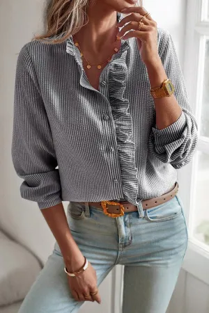 Ruffled Trim Collar Shirt
