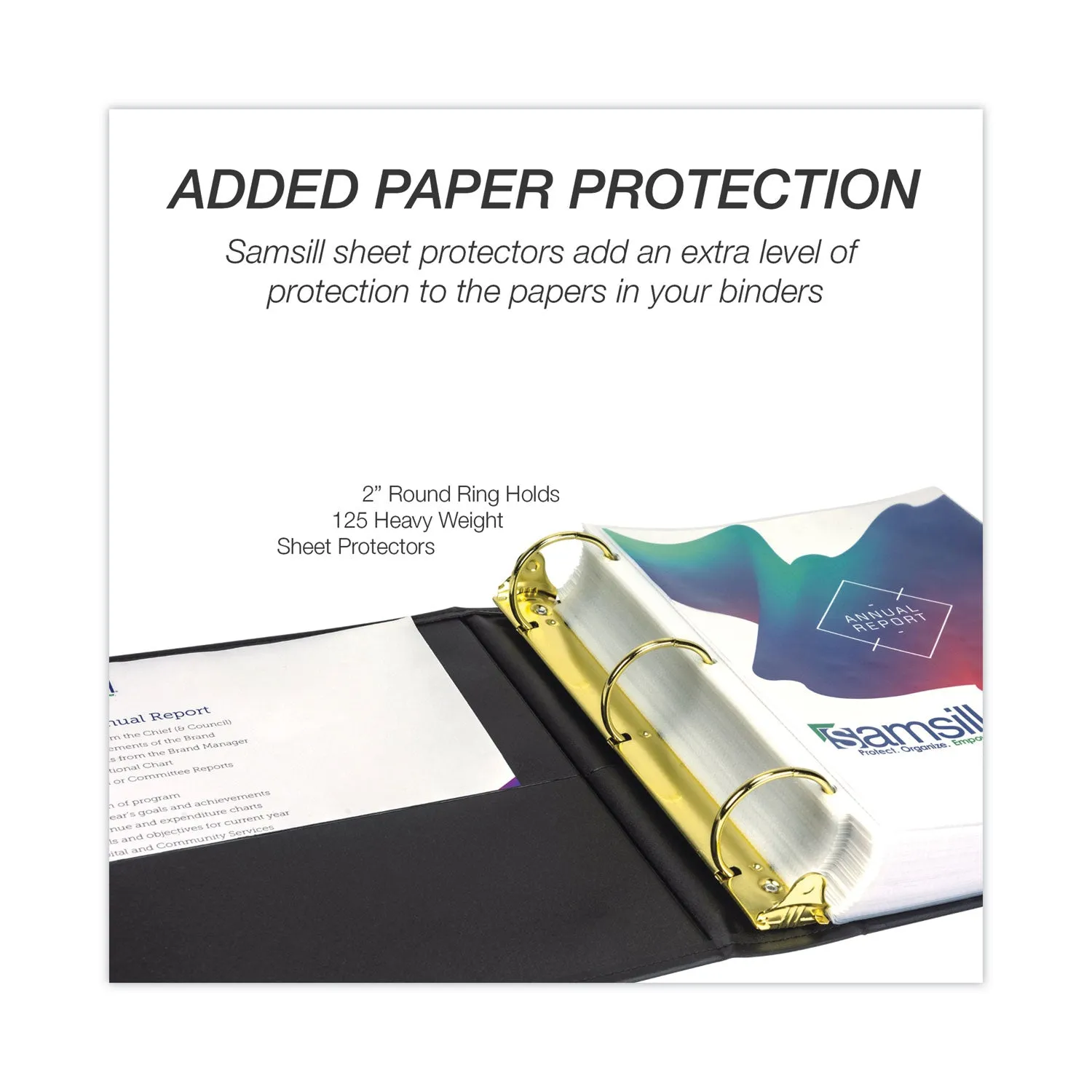 Samsill® Classic Collection Ring Binder, 3 Rings, 2" Capacity, 11 X 8.5, Black
