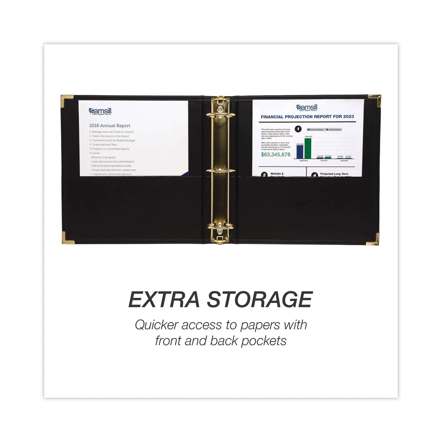 Samsill® Classic Collection Ring Binder, 3 Rings, 2" Capacity, 11 X 8.5, Black
