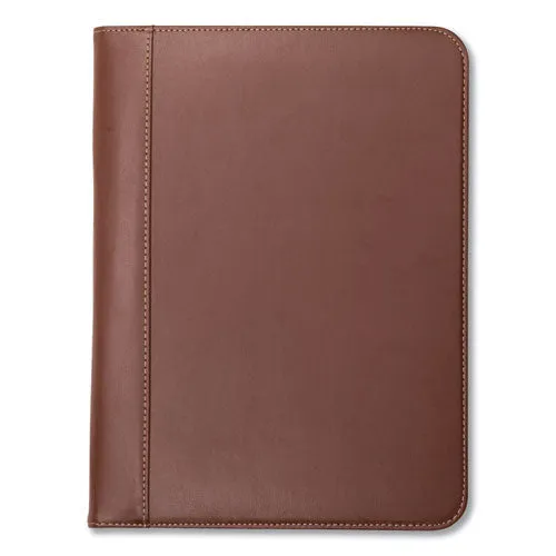 Samsill® Contrast Stitch Leather Padfolio, 8 1/2 X 11, Leather, Tan