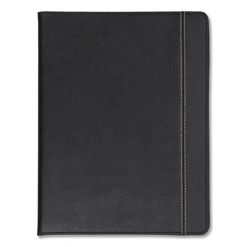 Samsill® Slimline Padfolio, Leather-Look/faux Reptile Trim, Writing Pad, Black