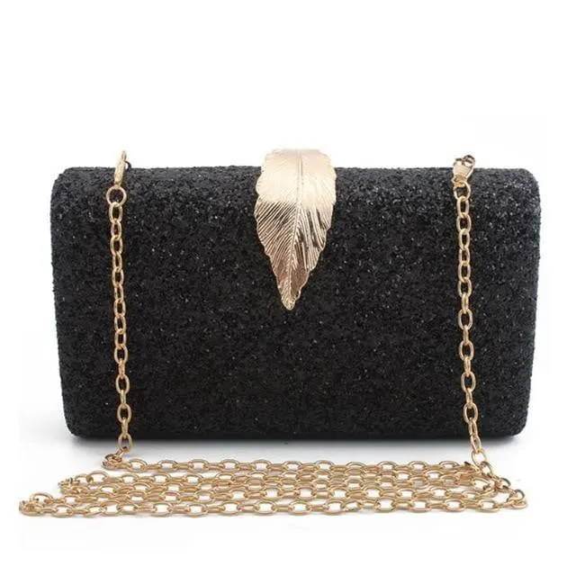 Sequin Evening Bags Glitter Leaf Decoration Clutches