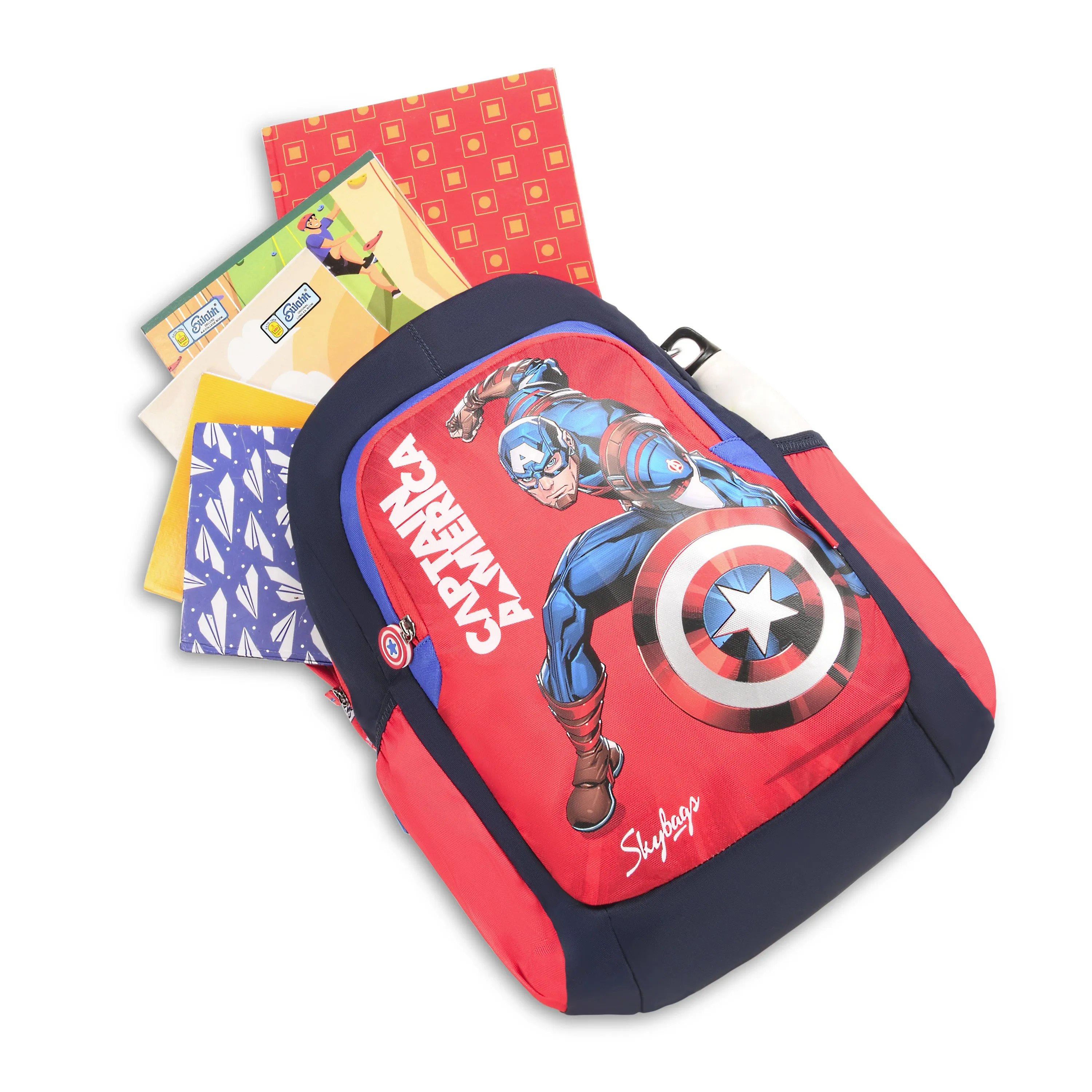 Skybags Captain America Champ  02 School Backpack Red And Blue
