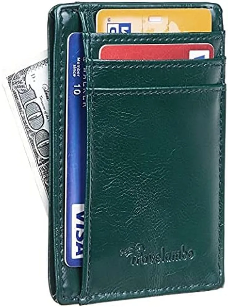 Slim Minimalist Front Pocket Wallet, RFID Blocking Leather Card Holder