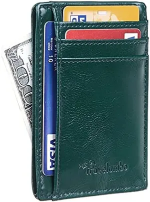 Slim Minimalist Front Pocket Wallet, RFID Blocking Leather Card Holder