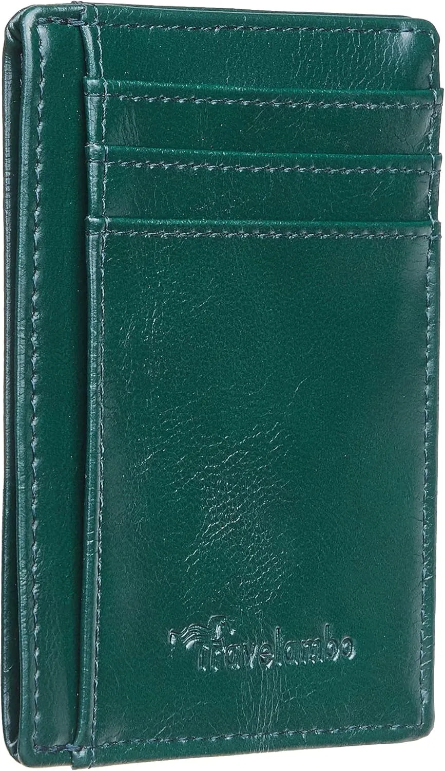 Slim Minimalist Front Pocket Wallet, RFID Blocking Leather Card Holder