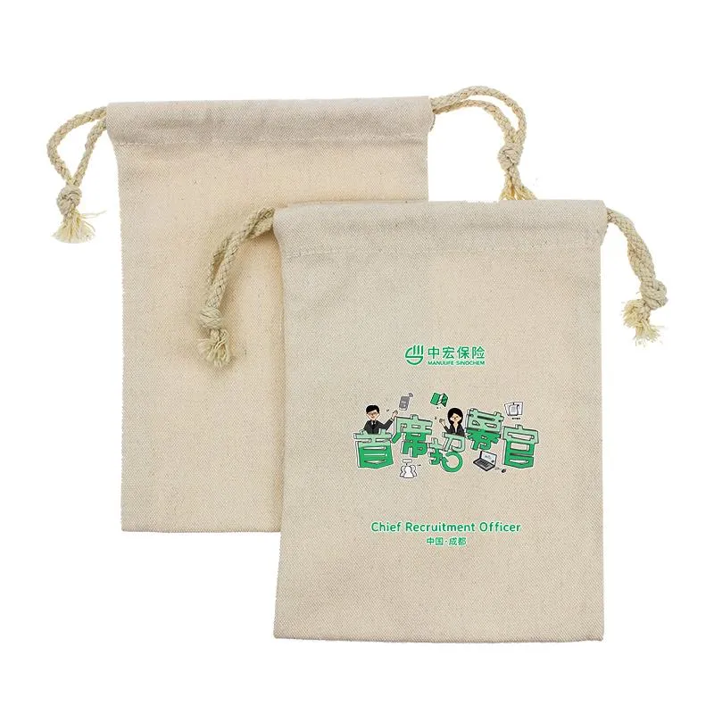 Small Cotton Drawstring Pouch 15*21cm