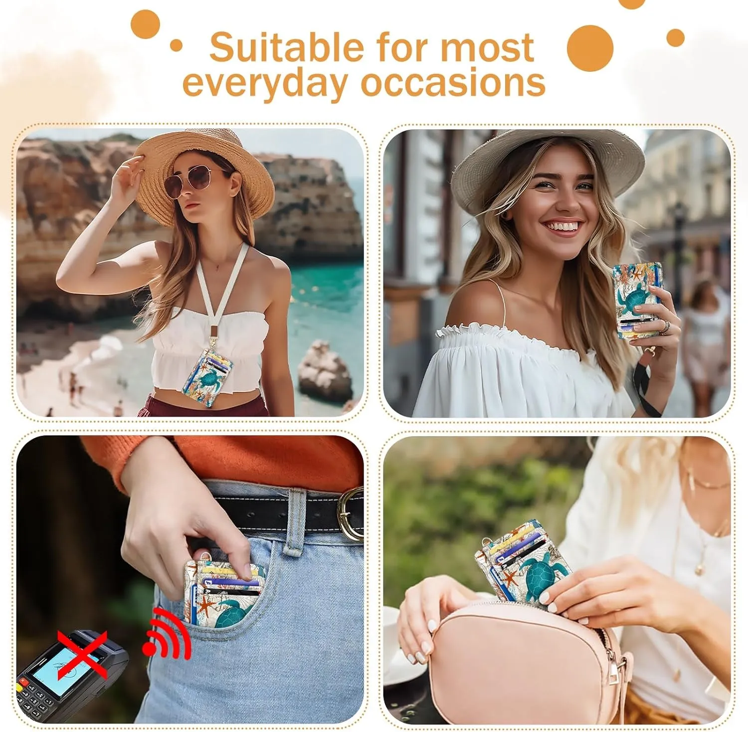 Small Wallet for Women Cute Sea Turtle PU Leather Wallet
