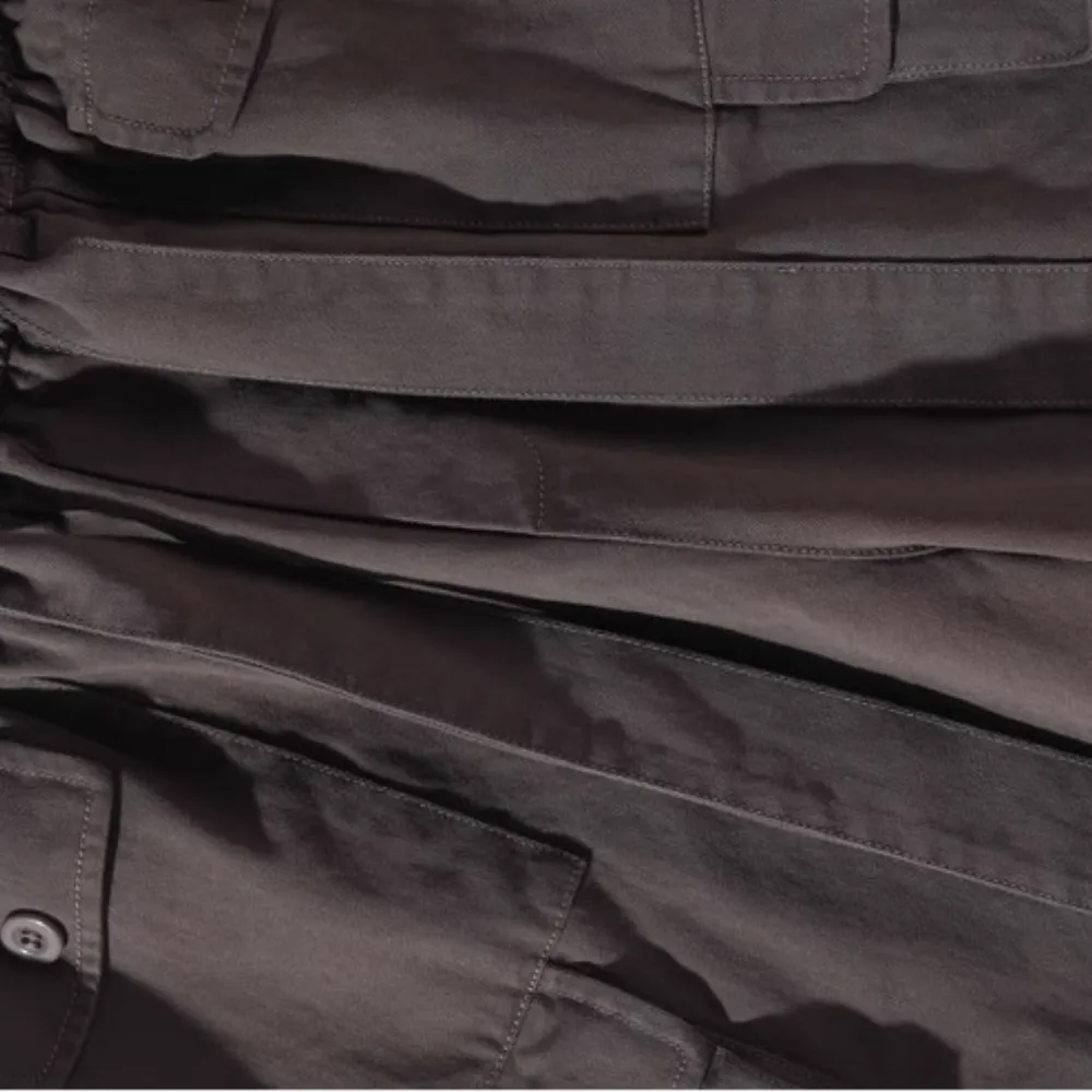 Solid Multi-Pocket Cargo Shorts