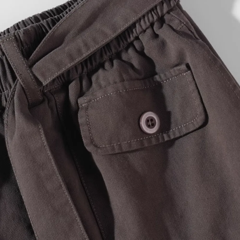 Solid Multi-Pocket Cargo Shorts