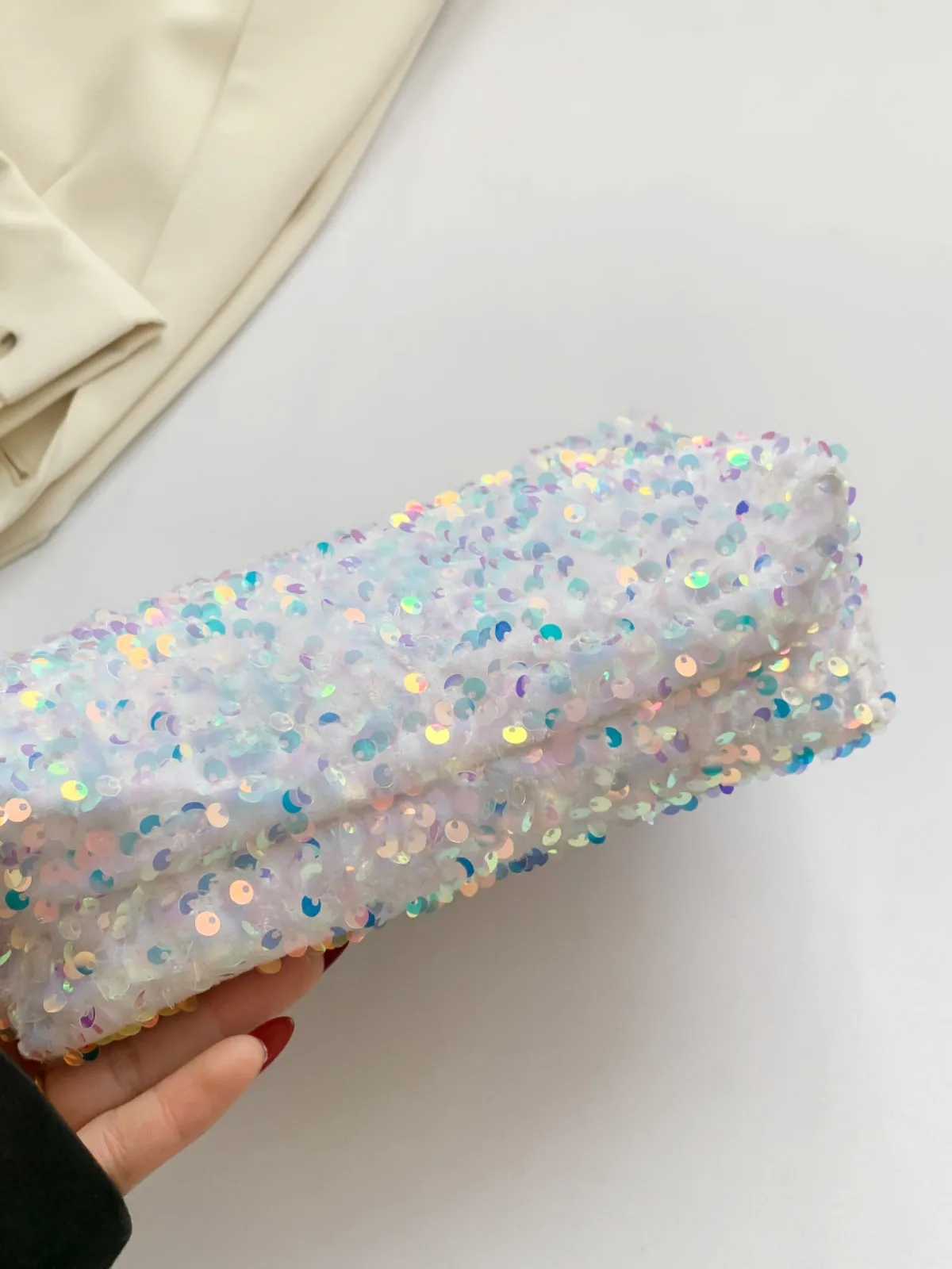 Stylish Sequin clutch bag black with Zipper