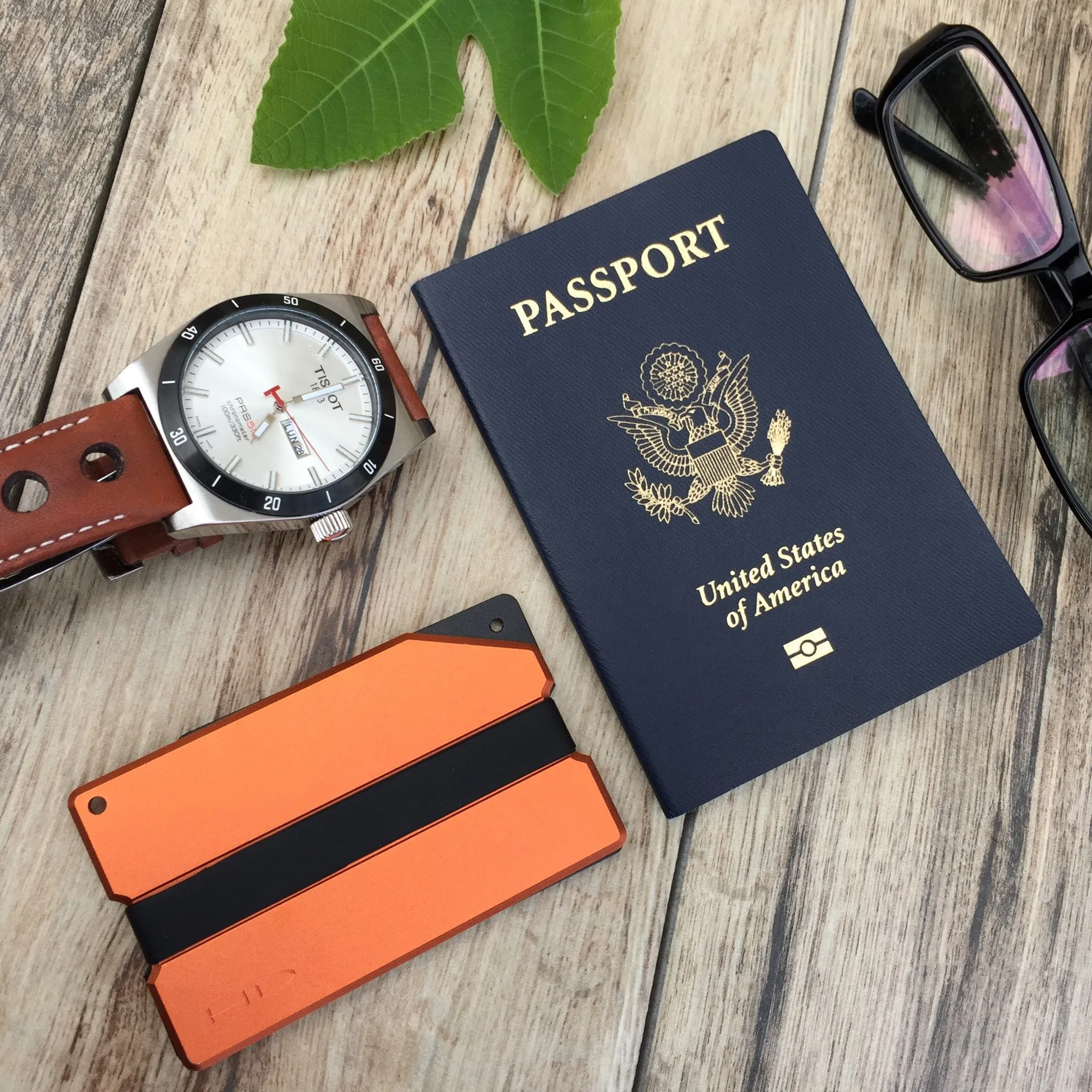 Sunset Carved Aluminum Metal Wallet