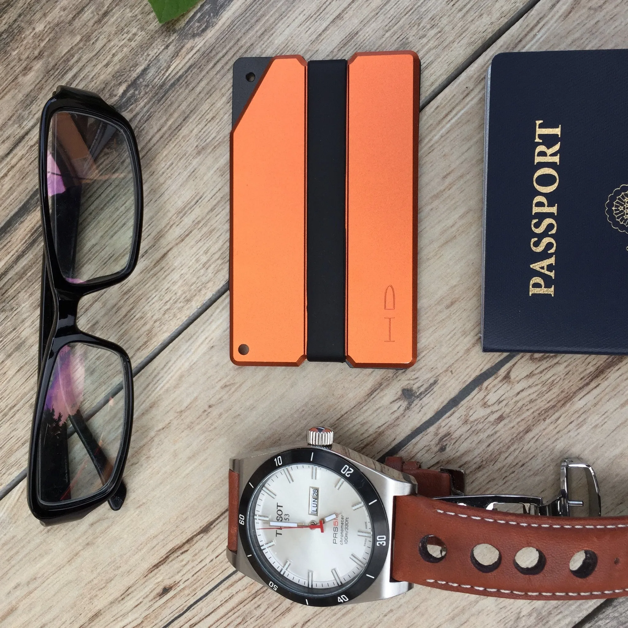 Sunset Carved Aluminum Metal Wallet