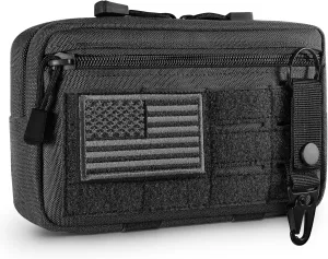 Tactical Admin Pouch, Molle Tool Pouch, Horizontal Modular Pouch nclude US Flag Patch and Keychain