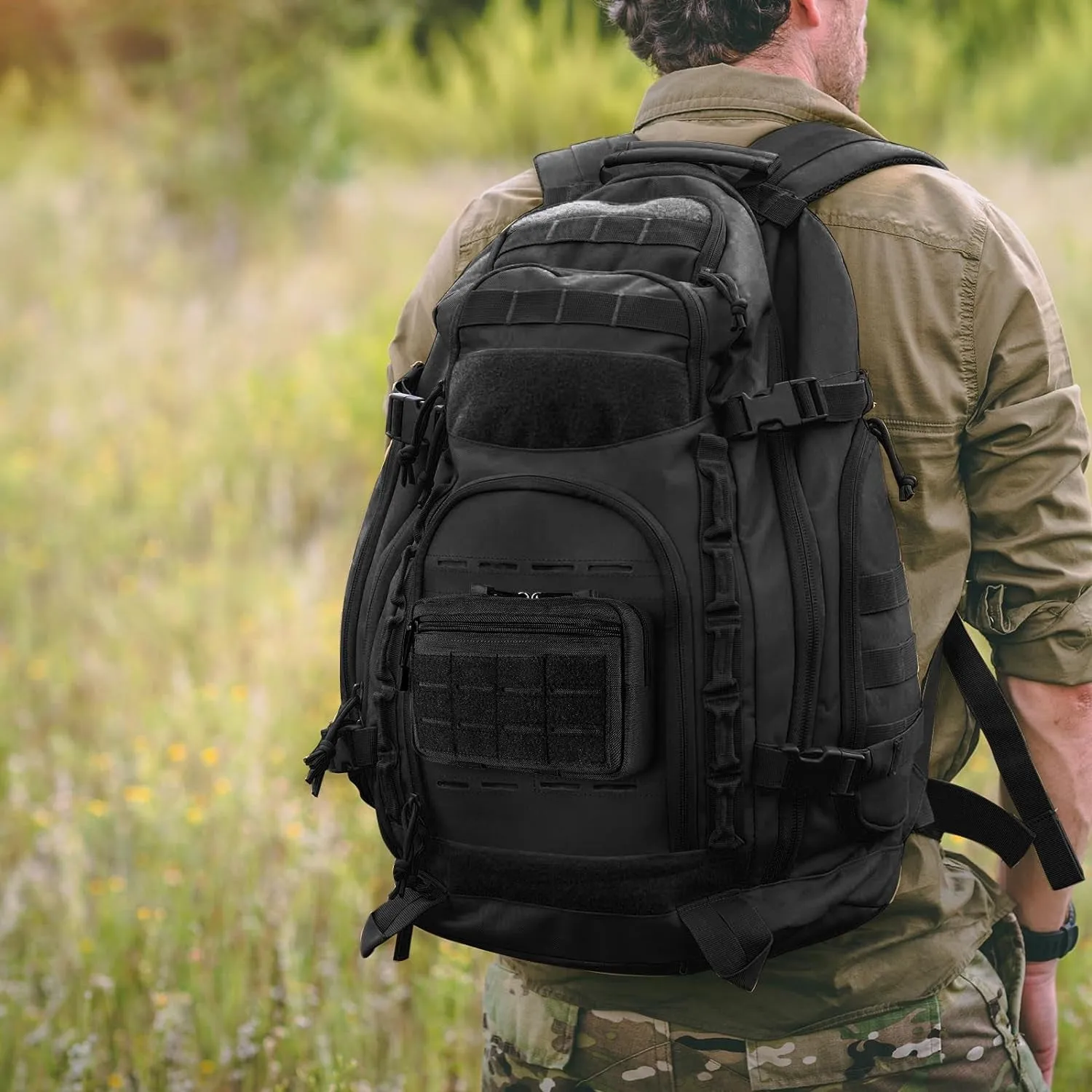 Tactical Admin Pouch, Molle Tool Pouch, Horizontal Modular Pouch nclude US Flag Patch and Keychain