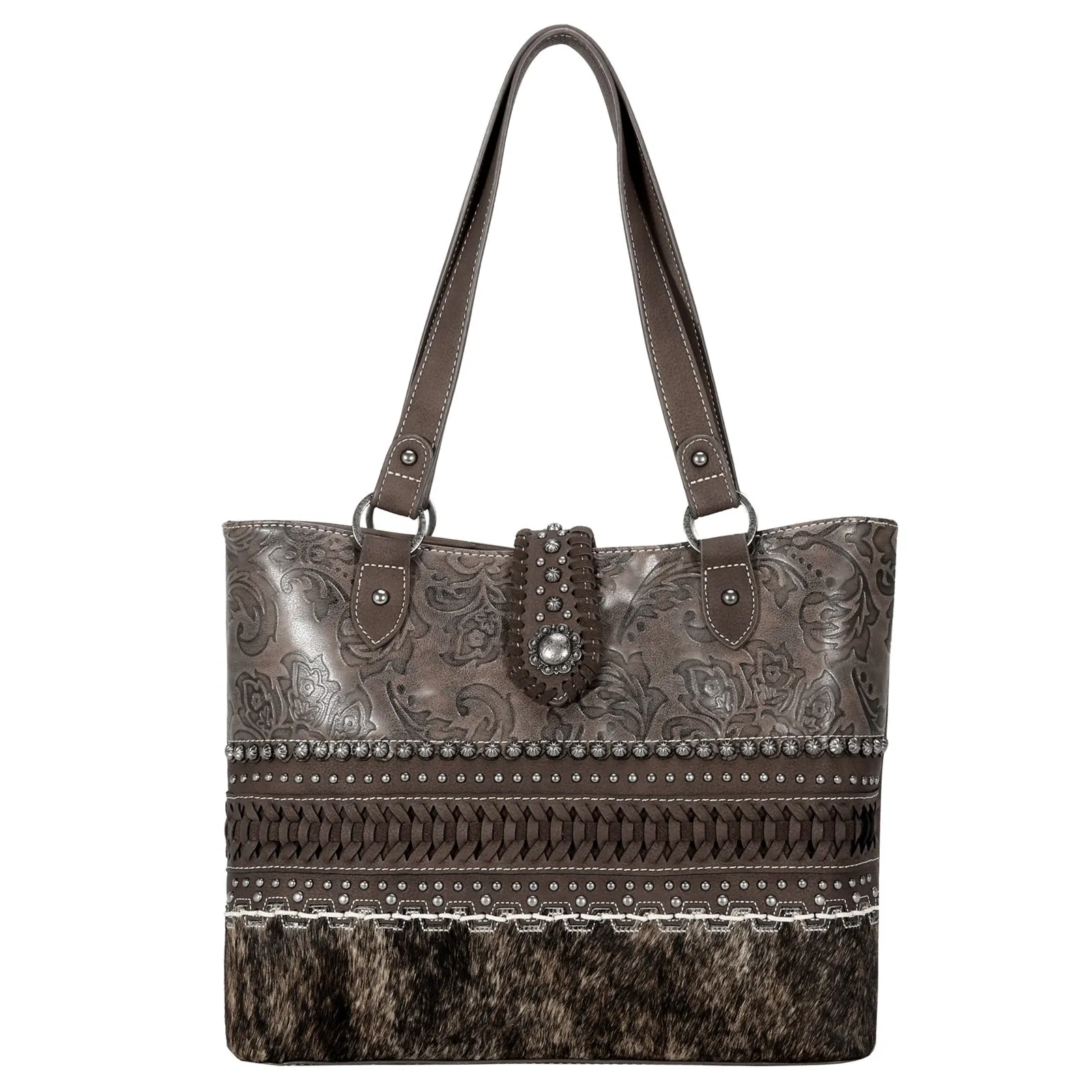TR136G-8317 Trinity Ranch Hair On Cowhide Collection Concealed Carry Tote