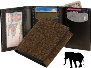 Tree Bark Elephant Luxury Designer Exotic Trifold Wallet With ID Window