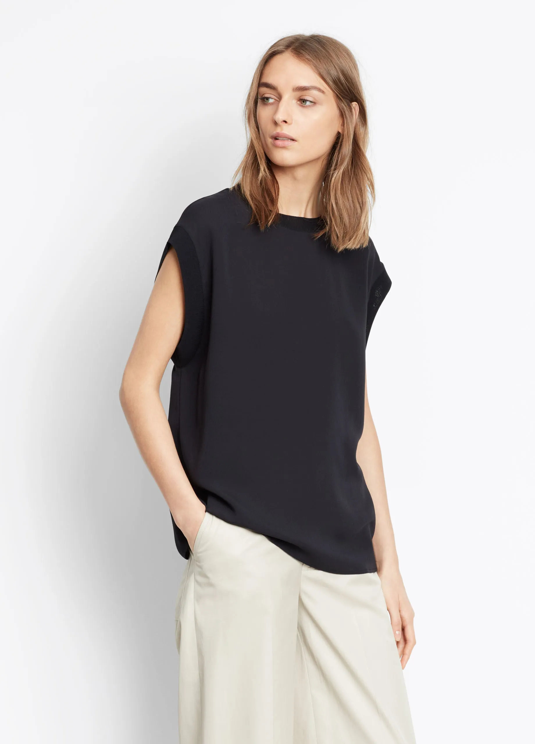 Vince Rib Trimmed Shell